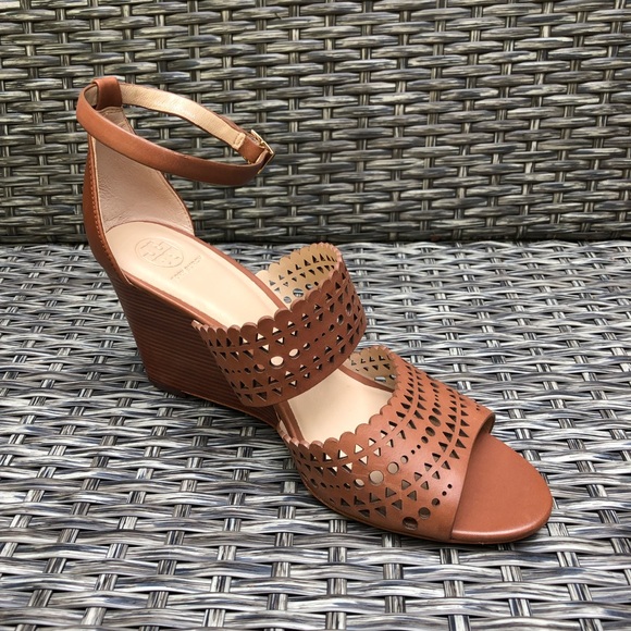 Tory Burch Perforated Wedge Leather Sandals - Size 10.5 - NEW - Picture 9 of 12